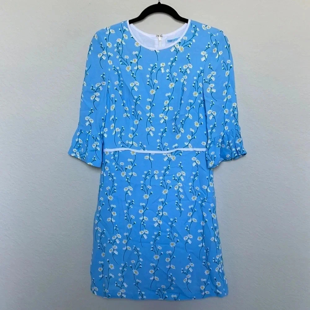 Draper James Blue Daisy Floral Rosslyn Dress 3/4 Sleeves - Picture 2 of 10